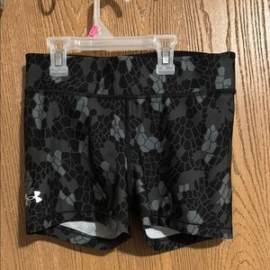 Under Armour Black and Gray Spandex Shorts with Camouflage Pattern